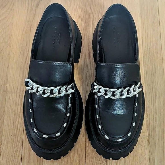 ASOS Black Loafers with Silver Chain Detail - Picture 3 of 8